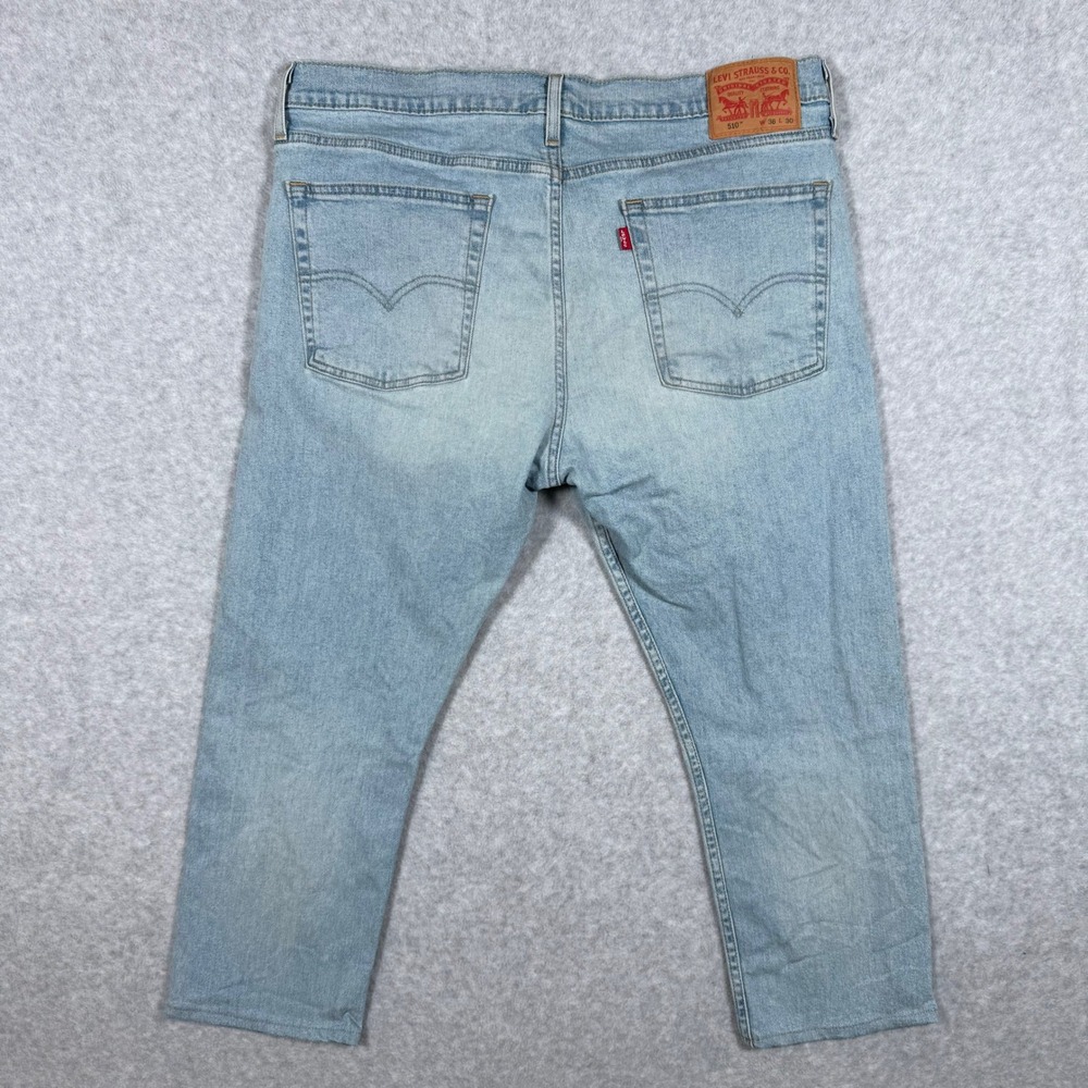 Levis 510 Mens Jeans Light Wash Blue Denim 36x30 (Fits 36x23) - Picture 10 of 12